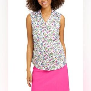 Charter Club Floral Sleeveless Blouse - Pink and Purple
